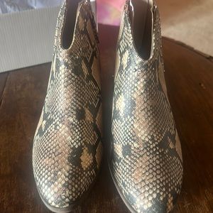 Faux snake skin booties